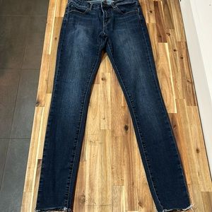 Articles of Society, dark blue, slim jeans with raw hem. Size 26. Gently Used.
